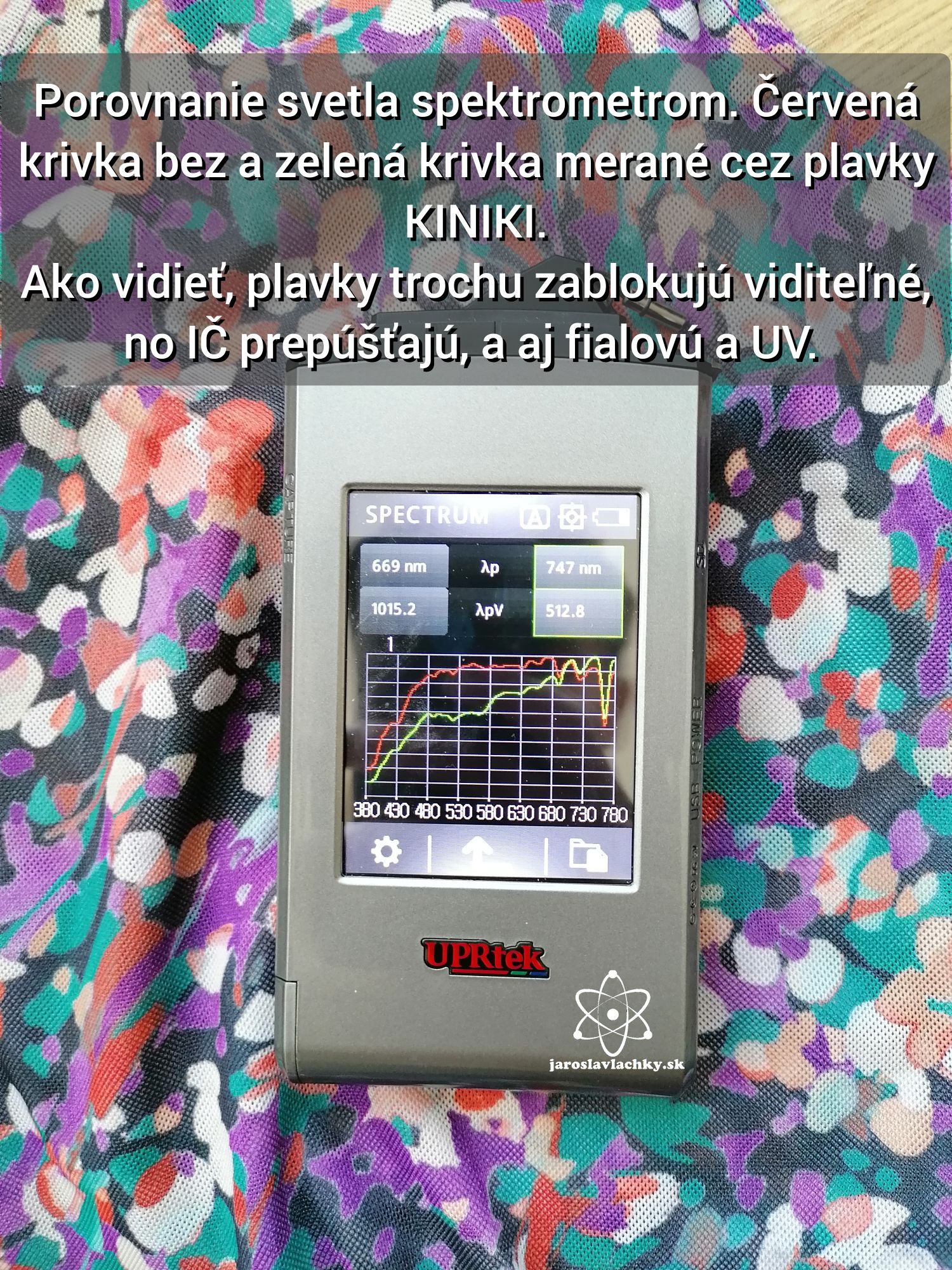 Plavky kiniki meranie Spektrometrom, porovnanie prepusteného svetla, Jaroslav Lachký