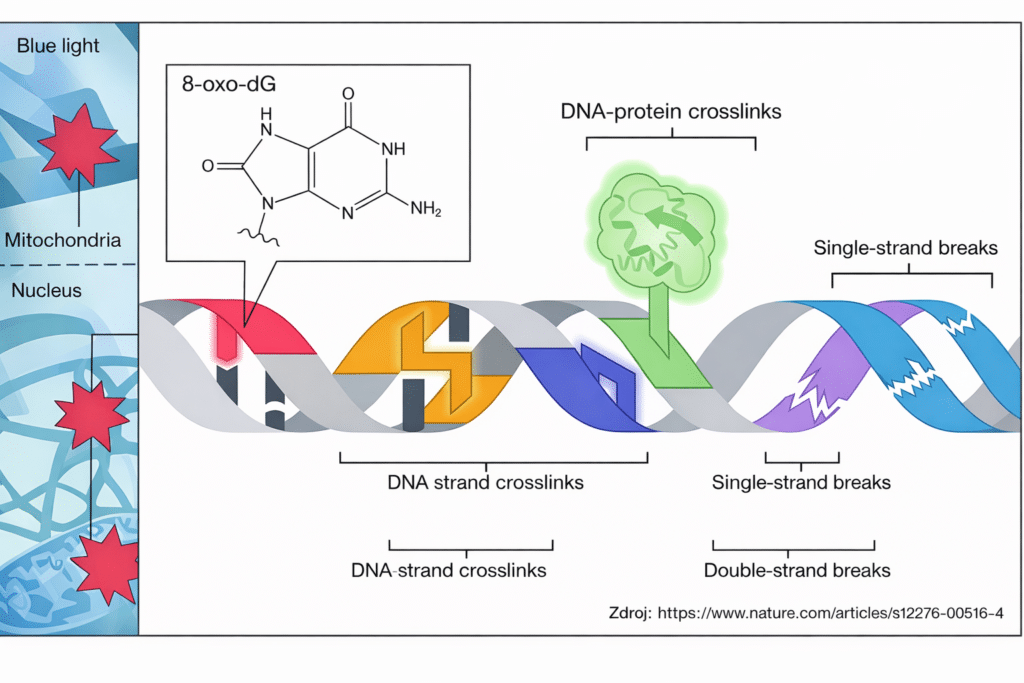 DNA strand, biofotony, blue light, Chiralita 15 by Jaroslav Lachký